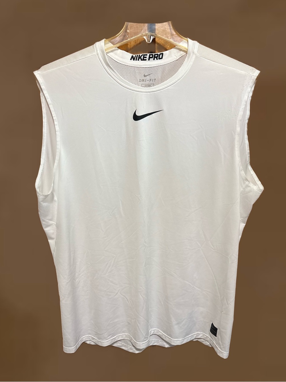 Nike Men’s 2XL Sleeveless Dri-FIT Fitted Training Tank - White with Black Swoosh